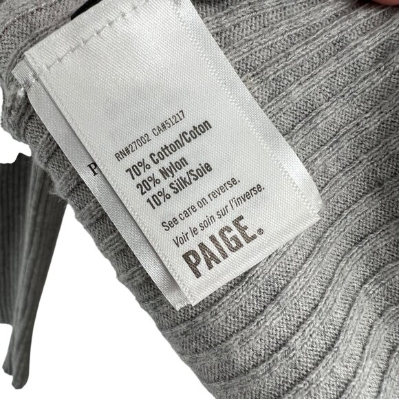 Paige Catarina Ribbed Collared Fitted Sweater Chromium Gray Size Large - Picture 9 of 12